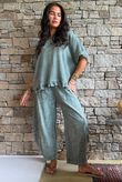 Frame Hopsack Frill Box Top Washed Khaki